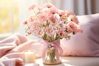 Ours en peluche rose sur fond neutre pour un cadeau original
