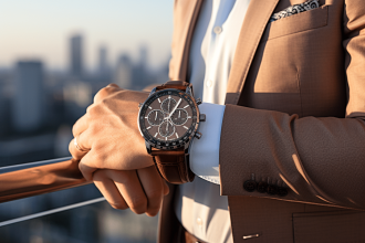 Montre élégante portée au poignet gauche avec style