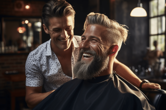 Coupe Taper Fade avec dégradé sur les côtés et à l'arrière