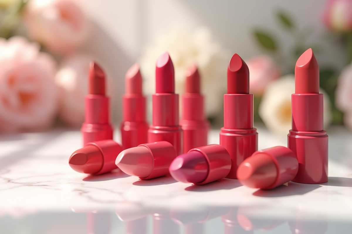 Bats de rouge à lèvres dans différentes teintes de rouge