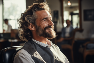 Coiffure moderne pour hommes aux cheveux bouclés