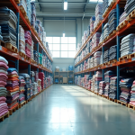 Entrepot de vêtements variés en stockage naturel lumineux