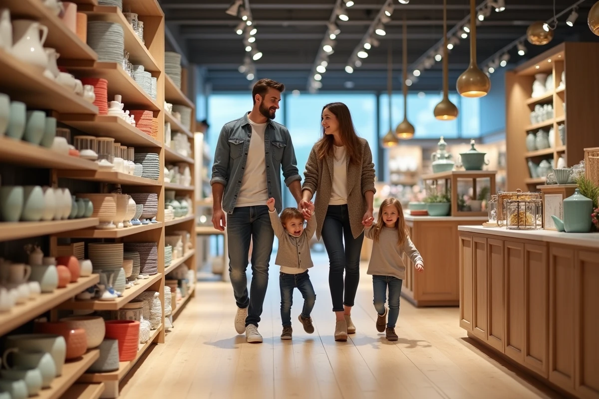 Famille dans magasin de decor a Miramas
