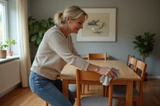 Chaises de salle à manger en bois, plastique et métal bien entretenues