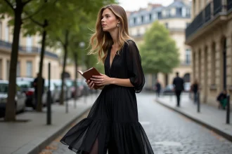 Robe noire bohème alliant simplicité et élégance intemporelle