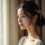 Jeune femme avec coiffure élégante et accessoires cheveux