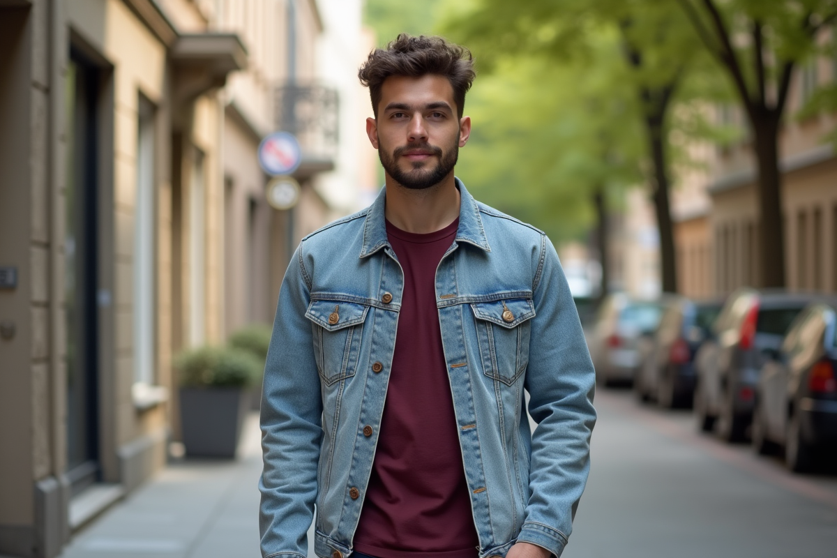 Jeune homme décontracté marchant en ville